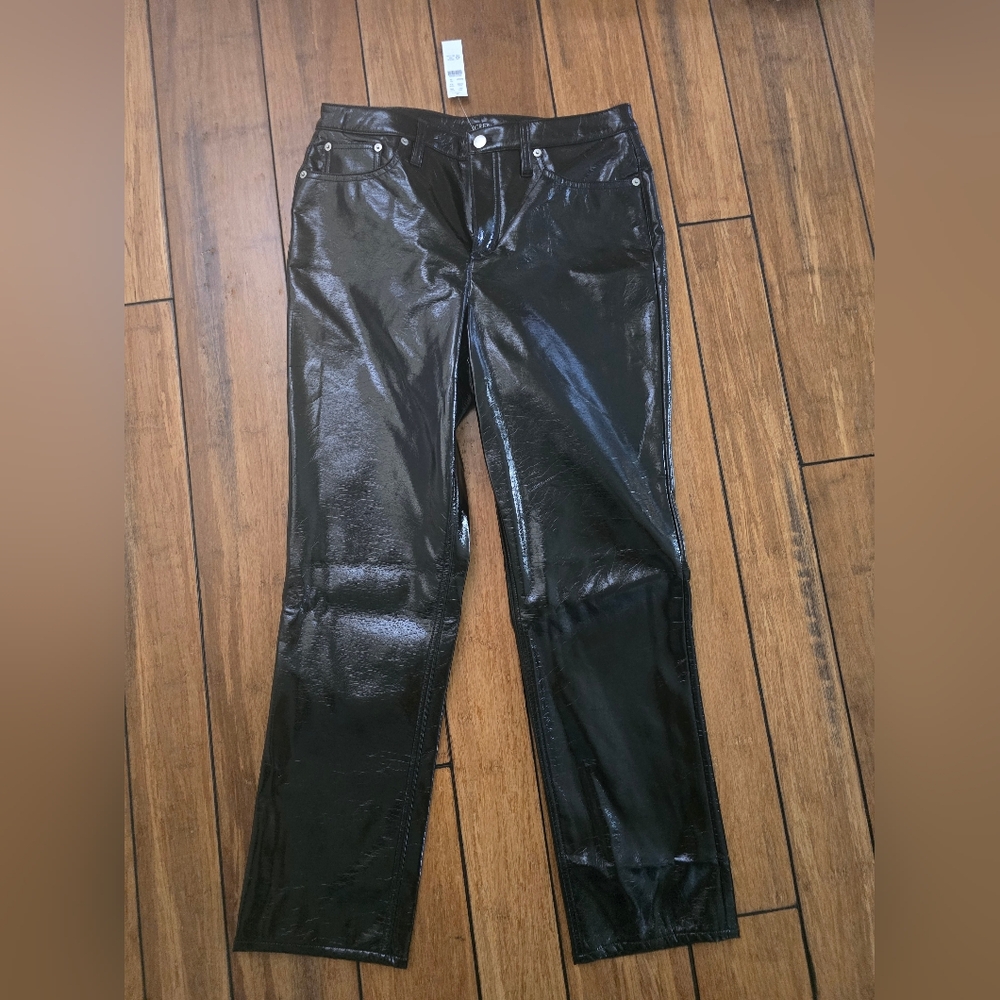 J CREW Shiny Black Faux Leather Pants